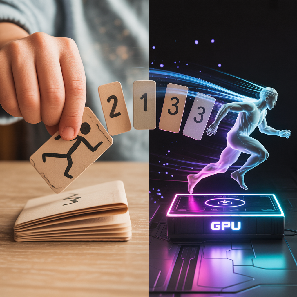 Why Frame Rate Makes or Breaks Your Game In 2026 – Flipbook analogy showing how GPU renders frames like a digital flipbook