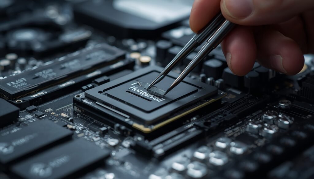 Applying Honeywell PTM7950 phase-change thermal pad to laptop GPU die as safe cooling solution for VR gaming
